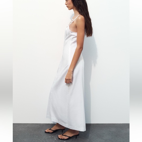 NWT 🤍ZARA BOW GABARDINE MIDI DRESS - Picture 5 of 8